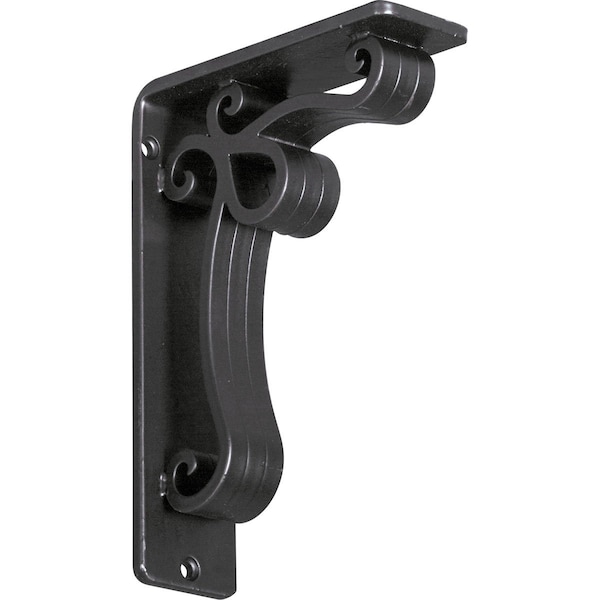 Ekena Millwork Orleans Wrought Iron Bracket, (Triple center brace), Powder Coated Black 2"W x 5 1/2"D x 8"H BKTM02X05X08TOL - main